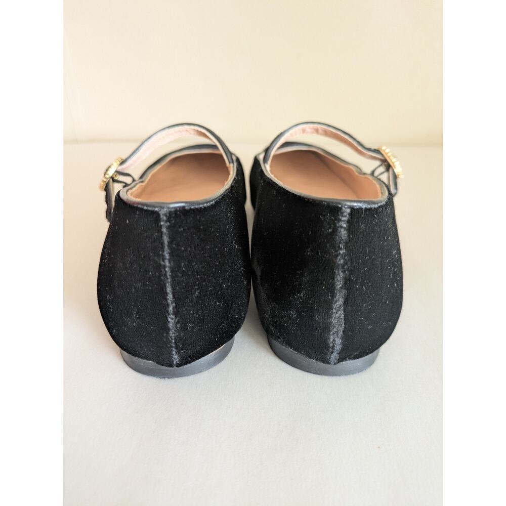 J Crew Anya Mary Jane Flats in Black Velvet Size 7.5 Ballet Buckle Square Toe - Picture 8 of 10